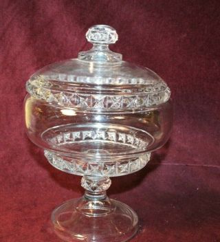 Eapg Covered Compote - Diamond Band Type Patternn - Pattern & Maker Unknown