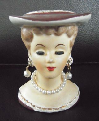 Vintage Rare Japan 3 " Lady Head Vase Artmark Label -