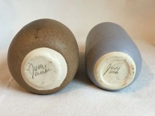 2 Judy Jackson Ceramic Pottery Feelie Weed Pot Vases Brown Gray 3