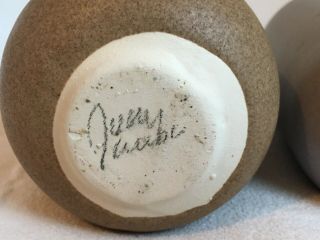 2 Judy Jackson Ceramic Pottery Feelie Weed Pot Vases Brown Gray 4