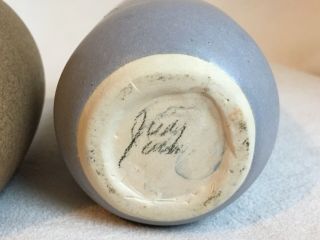 2 Judy Jackson Ceramic Pottery Feelie Weed Pot Vases Brown Gray 5