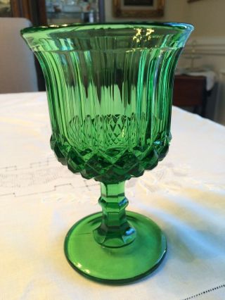Vintage L G Wright Sawtooth Green Water Goblet