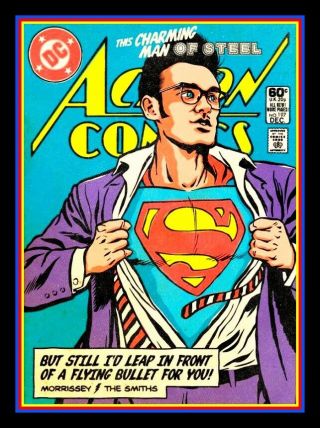 Rare 4.  5 " The Smiths Superman Vinyl Sticker.  Morrissey Decal For Laptop,  Guitar