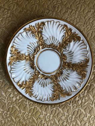 Antique 19thc Meissen Porcelain Gold & Scalloped Trim Porcelain Saucer