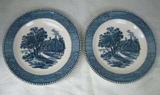 (2) Currier And Ives 7 - 1/4 " Salad Plates By Royal China