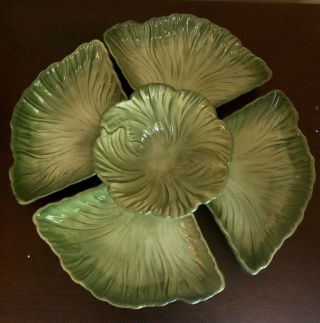 Vintage Maddux Of California Lazy Susan Serving Pottery Ceramics Gabbage Green