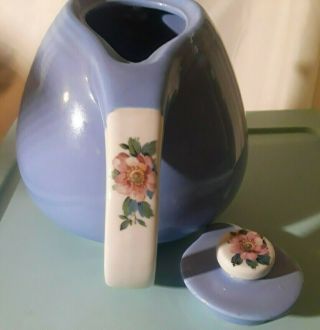Vintage Halls Superior Quality Rose Parade Blue White Rose Teapot Usa