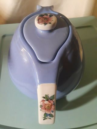 Vintage Halls Superior Quality Rose Parade Blue White Rose Teapot USA 2
