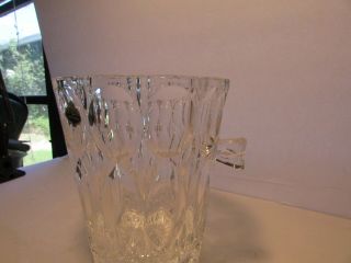 BEYER Lead Crystal Glass 6.  5” By 6” Ice Bucket With Handles 2