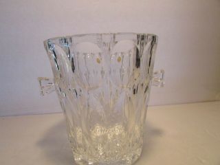 BEYER Lead Crystal Glass 6.  5” By 6” Ice Bucket With Handles 4
