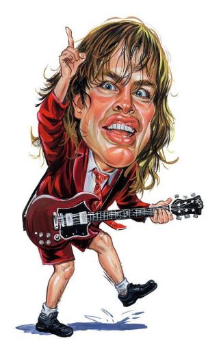 Acdc Angus Young Cartoon Back In Black Vinyl Bumper Sticker Or Fridge Magnet