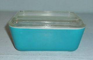 Vintage Pyrex Blue Fridge Dish W/ Ribbed Glass Lid 502 - B