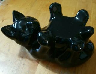 Vintage Haeger Pottery Black Cat Fish Bowl Holder