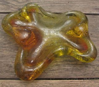 Vintage Retro Mcm Blenko Art Glass Amberina Retro Blob Glass Ashtray