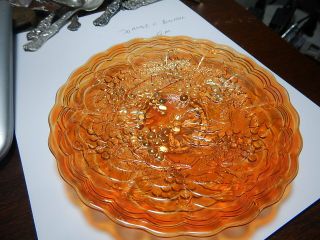 Antique Imperial Carnival Glass Orange Marigold Grape Plate 6.  5” Old Estate