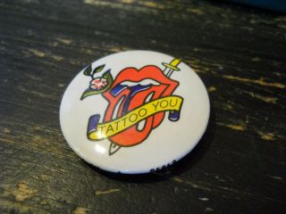 Vintage Rolling Stones Tattoo You Metal Button Pin 1981