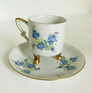 Mitterteich Bavaria Three Footed Demitasse Tea Cup And Saucer Germany 1960 " S