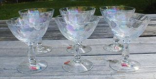Set Of 6 Fostoria Firelight Iridescent Martini / Cocktail Glasses