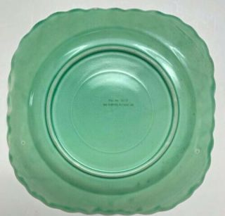 FOUR VINTAGE SEBRING POTTERY DINNER PLATES,  SQUARE FLUTED,  GREEN,  NO.  80191 3