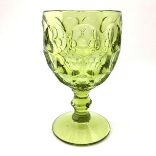 Imperial Glass Ohio Provincial Green Verde Thumbprint Water Goblet