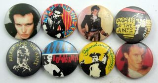 Adam And The Ants Button Badges 8 X Vintage Adam And The Ants Pin Badges