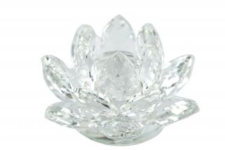 Stunning 3.  5 " Clear White Hue Reflect Crystal Lotus Home Decor Gift Usa Seller