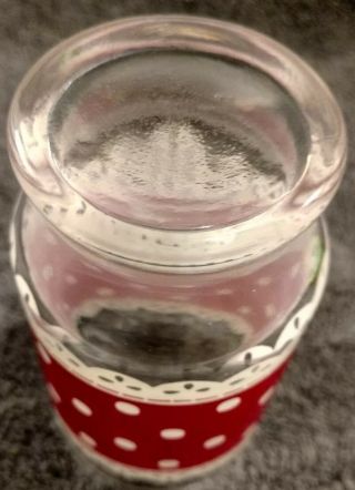 1 Anchor Hocking RED polka dots dotted lace juice glass 5 - 6 oz 2