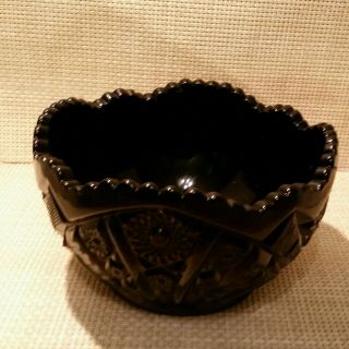 Vintage Tiara Indiana Glass Black Serving Bowl Monarch Daisy Pattern Mid Century