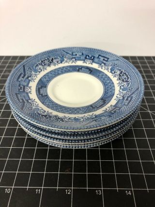 Set Of 6 Churchill Blue Willow Made In England Saucers Bread Butter Plates 5.  5”