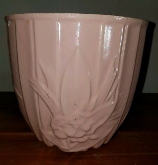 Vintage Mccoy Planter,  Pink With Flower,  6 3/4 " Tall,  7 1/4 " Wide