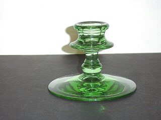 Vintage Fostoria Green Uranium Glass 3 - 1/4 " Fairfax No 2375 Candle Holder