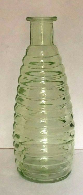 Vintage Green Tinted Ribbed Jar 7 3/4 " High X 9 1/2 " In Diameter Beehive