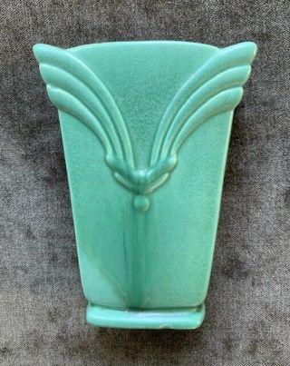 Red Wing Pottery Vintage Vase Art Deco Design Green Marked " 949 Red Wing "