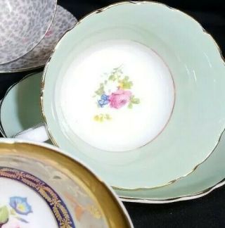 VINTAGE ROSINA ENGLISH FINE BONE CHINA TEA CUP AND SAUCER GREEN WITH ROSE 4