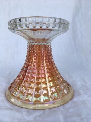 Antique Imperial Carnival Glass Waffle Block Punch Bowl Base