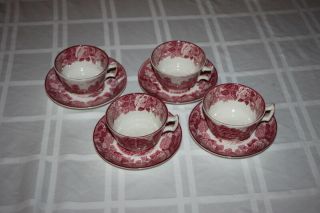 4 - Woods Ware & Sons English Scenery Pink Cup & Saucer Enoch Woods England