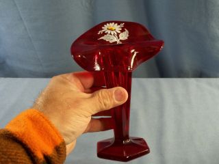 Westmoreland Ruby Red Glass Colonial Pattern Jack In The Pulpit Tulip Vase 2