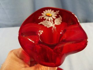 Westmoreland Ruby Red Glass Colonial Pattern Jack In The Pulpit Tulip Vase 3