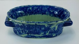 Vintage Victoria Ware Ironstone Ceramic Porcelain Blue Bowl Dish with Handles 5