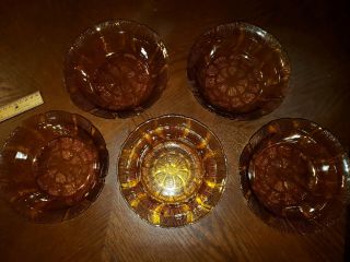 Vintage Kig Amber Glass Bowls Set Of 5