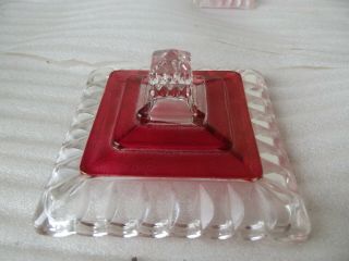 1950 ' s Red Ruby and Clear Lidded Wedding Glass Candy Dish Mid Century Pedestal 5