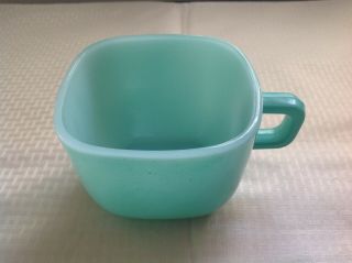 Rare Antique Vtg Glasbake Lipton Aqua - Green Square Mugs / Soup Cup Bowl - - Sh