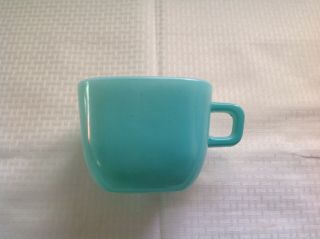 rare antique vtg Glasbake Lipton Aqua - Green Square Mugs / Soup Cup Bowl - - SH 2
