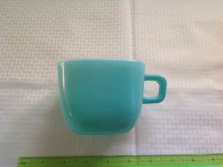 rare antique vtg Glasbake Lipton Aqua - Green Square Mugs / Soup Cup Bowl - - SH 5