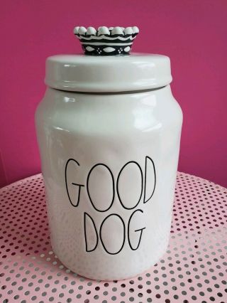 Rae Dunn By Magenta Good Dog W/crown Lid Dog Treat Canister