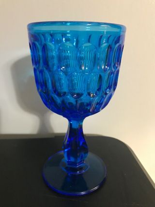 Fenton Thumbprint Colonial Blue Water Goblets 6.  5”