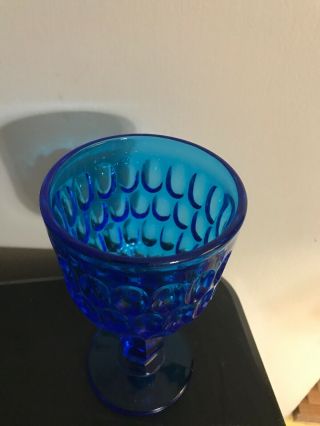 Fenton Thumbprint Colonial Blue Water Goblets 6.  5” 2