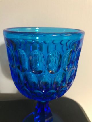 Fenton Thumbprint Colonial Blue Water Goblets 6.  5” 3