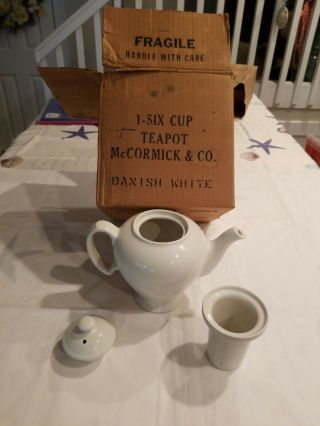 Mccormick Tea Pot Baltimore White Teapot Ceramic Infuser Usa Hall Teapot