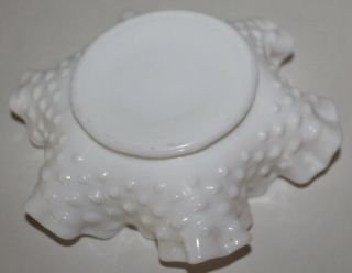 2 VTG Fenton Ruffled Hobnail Bowl Vintage Milk Glass Crimped Dish Bowl Candy - EUC 4